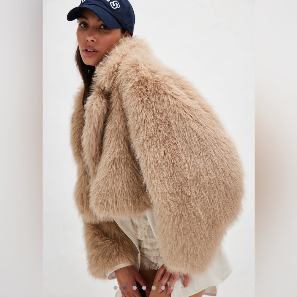 Free People Paris Cropped Faux Fur Jacket